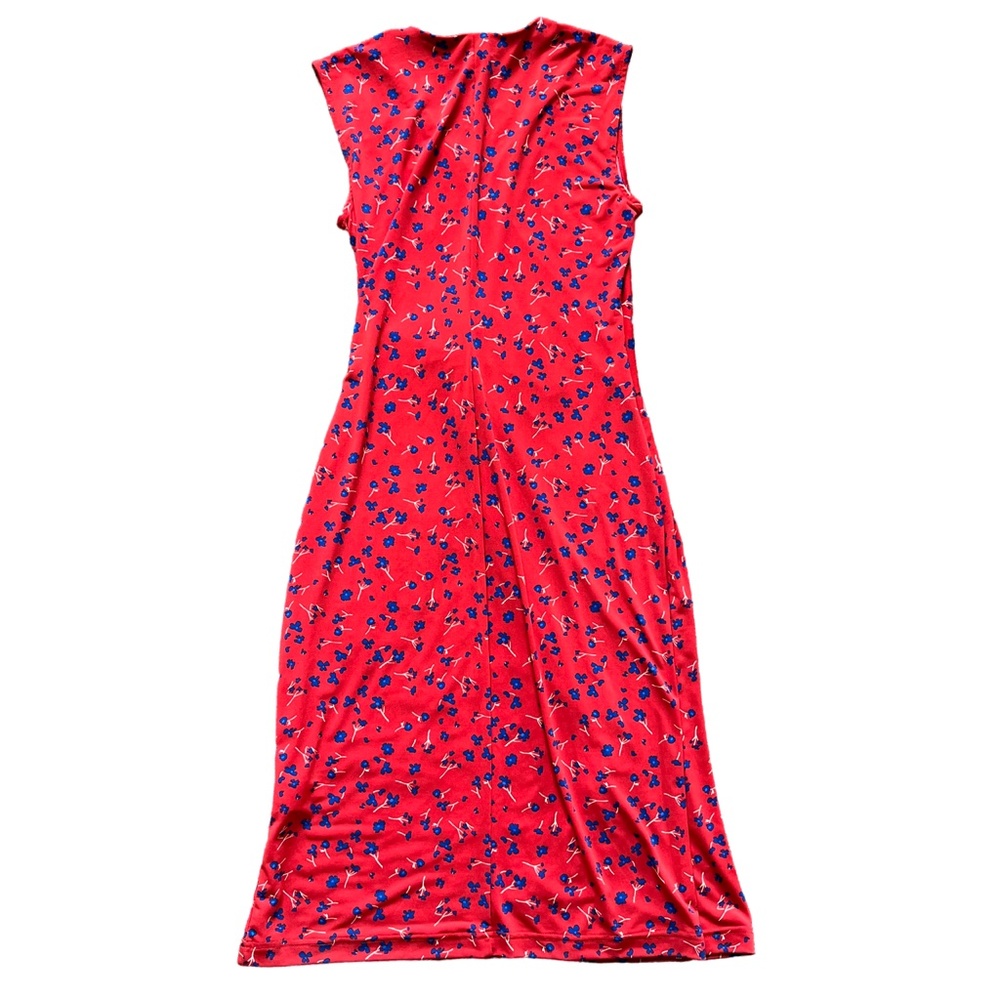 Banana Republic Red and Blue Sleeveless Print Twist Faux Wrap Dress, Size Small - Picture 4 of 4